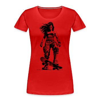 Chemise Skate Queen – La route vous appelle ! - T-shirt bio Premium Femme - rouge - Devant - Mia (176cm)