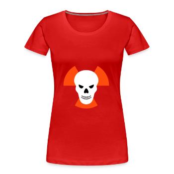 Crâne avec un mauvais œil devant des signes avant-coureurs de radiation - T-shirt bio Premium Femme - rouge - Devant - Mia (176cm)