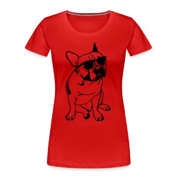 Le Bouledogue Français au soleil - T-shirt bio Premium Femme - rouge - Devant - Mia (176cm)