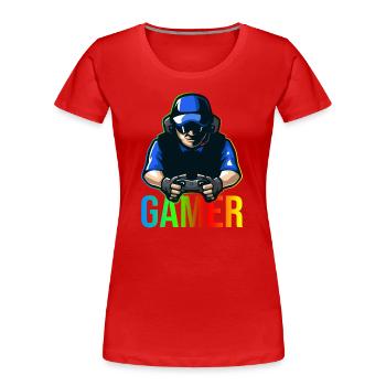 Joueur avec cadeau de contrôleur pour les joueurs et les joueurs - T-shirt bio Premium Femme - rouge - Devant - Mia (176cm)