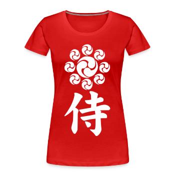Samurai emblem of the Uesugi clan (white) - Women's Premium Organic T-Shirt - red - Front - Mia (176cm)