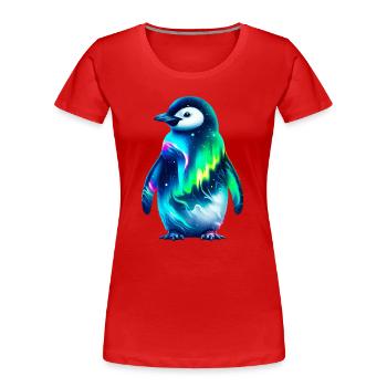 Aurora Borealis Pinguin - Frauen Premium Bio T-Shirt - Rot - Vorne - Mia (176cm)