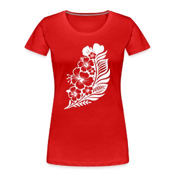 Tropischer Hibiskus & Palme - Frauen Premium Bio T-Shirt - Rot - Vorne - Mia (176cm)