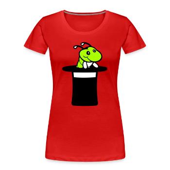 Chenille Chapeau Haut de Forme Magicien Sorcier Tour de Magie Mignon - T-shirt bio Premium Femme - rouge - Devant - Mia (176cm)