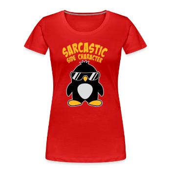 Logo des lunettes de soleil de personnage secondaire sarcastique du Pingouin - T-shirt bio Premium Femme - rouge - Devant - Mia (176cm)