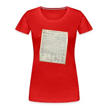 Unabhängigkeitserklärung Pergamentdesign - Frauen Premium Bio T-Shirt - Rot - Vorne - Mia (176cm)