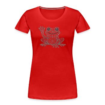 Spitzenfrosch Netzstück Design - Frauen Premium Bio T-Shirt - Rot - Vorne - Mia (176cm)