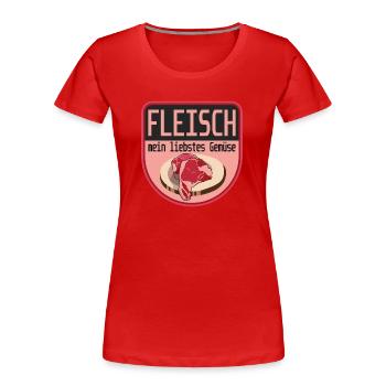Fleisch mein liebstes Gemüse - Frauen Premium Bio T-Shirt - Rot - Vorne - Mia (176cm)