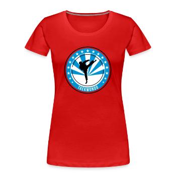 Taekwondo / Tae-Kwon-Do / Taekwon-Do / Kampfkünste - Frauen Premium Bio T-Shirt - Rot - Vorne - Mia (176cm)
