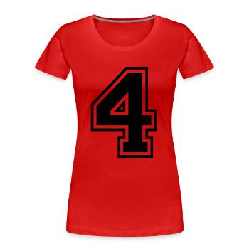 Nummer 4 - Frauen Premium Bio T-Shirt - Rot - Vorne - Mia (176cm)