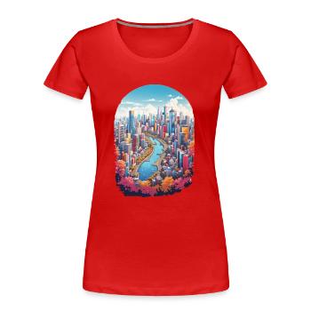 City Landscape - Women's Premium Organic T-Shirt - red - Front - Mia (176cm)