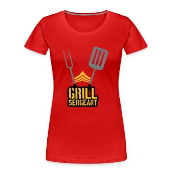 Grillparty Grill Sergeant Barbecue - Frauen Premium Bio T-Shirt - Rot - Vorne - Mia (176cm)