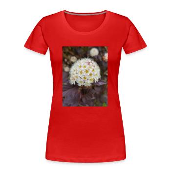 Blasenspiere à neuf écorces Physocarpus capitatus - T-shirt bio Premium Femme - rouge - Devant - Mia (176cm)