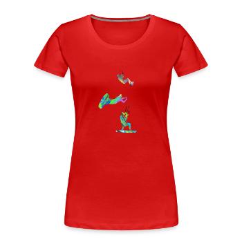 Kiting, surfing, kitesurfing, graffiti - Women's Premium Organic T-Shirt - red - Front - Mia (176cm)