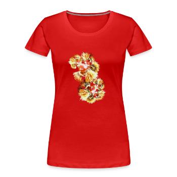 Châtaignes, châtaignes, marronniers d’Inde, marrons doux - T-shirt bio Premium Femme - rouge - Devant - Mia (176cm)