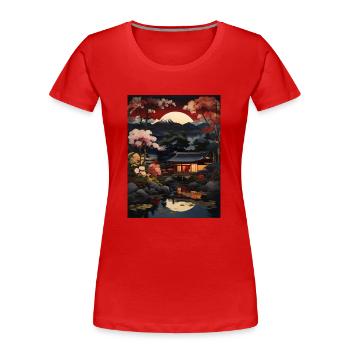 Japanische Kunst Illustration Malerei - Frauen Premium Bio T-Shirt - Rot - Vorne - Mia (176cm)