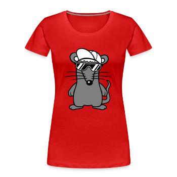 Souris Lunettes de soleil Cool Cappy Cap Chapeau Adolescents - T-shirt bio Premium Femme - rouge - Devant - Mia (176cm)