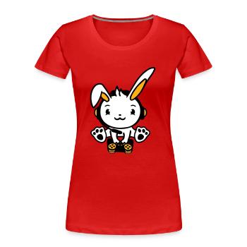 Hase spielt Controller Konsole Headset Gamer Nerd - Frauen Premium Bio T-Shirt - Rot - Vorne - Mia (176cm)