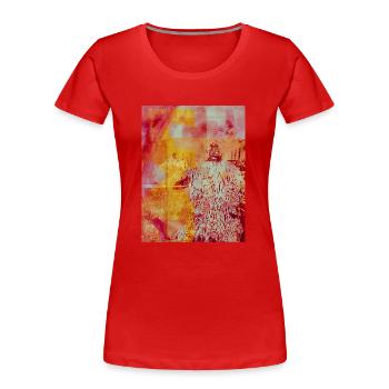 Frau im Mantel abstrakter Druck - Frauen Premium Bio T-Shirt - Rot - Vorne - Mia (176cm)