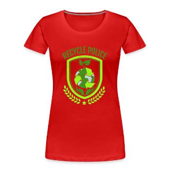 Recycler la police Réduire la réutilisation Sauvegarder le cadeau de la planète Terre - T-shirt bio Premium Femme - rouge - Devant - Mia (176cm)