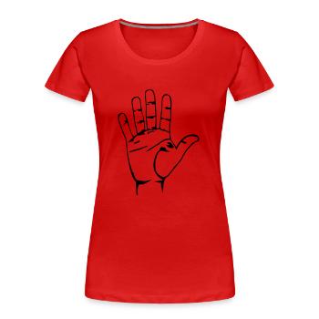 Hand - Frauen Premium Bio T-Shirt - Rot - Vorne - Mia (176cm)