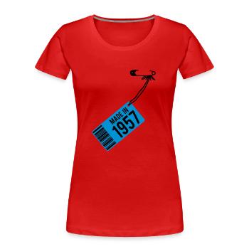 Geburtstag T-Shirt 1957 - Frauen Premium Bio T-Shirt - Rot - Vorne - Mia (176cm)