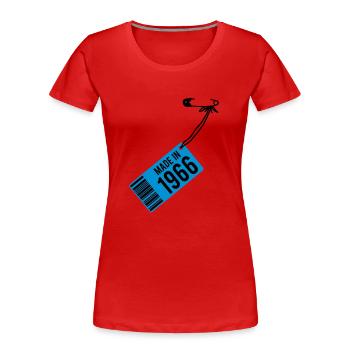 Geburtstag T-Shirt 1966 - Frauen Premium Bio T-Shirt - Rot - Vorne - Mia (176cm)
