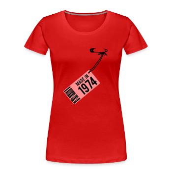 Birthday T-Shirt 1974 - Women's Premium Organic T-Shirt - red - Front - Mia (176cm)
