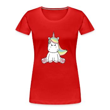 Humeur mal Grummeliges Unicorn Licorne - T-shirt bio Premium Femme - rouge - Devant - Mia (176cm)