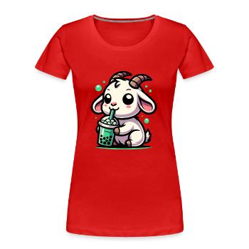 Bubble Tea Goat Boba Tea Kawaii Geschenk - Frauen Premium Bio T-Shirt - Rot - Vorne - Mia (176cm)
