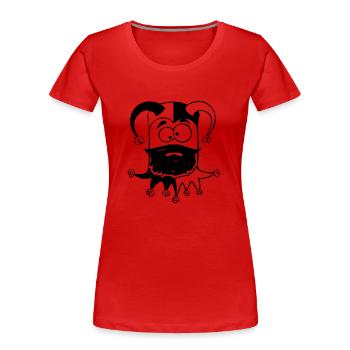 Jester squinting cube - Women's Premium Organic T-Shirt - red - Front - Mia (176cm)