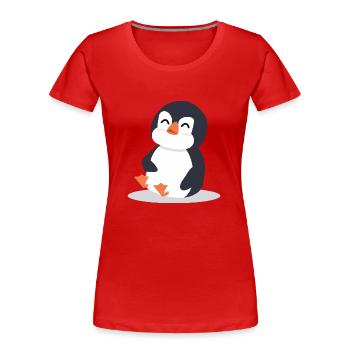 Pinguin - Frauen Premium Bio T-Shirt - Rot - Vorne - Mia (176cm)