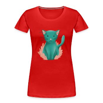 Cute kitten cat and nature - Women's Premium Organic T-Shirt - red - Front - Mia (176cm)