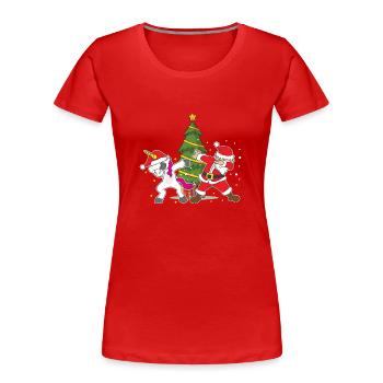 Lustige Weihnachten Weihnachten Dabbing Santa Einhorn - Frauen Premium Bio T-Shirt - Rot - Vorne - Mia (176cm)