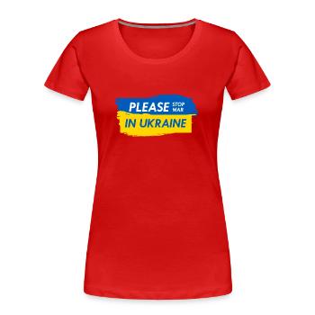 Ukraine kein Krieg - rettet die Ukraine - Frauen Premium Bio T-Shirt - Rot - Vorne - Mia (176cm)