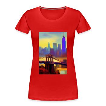 New York City Skyline - Frauen Premium Bio T-Shirt - Rot - Vorne - Mia (176cm)