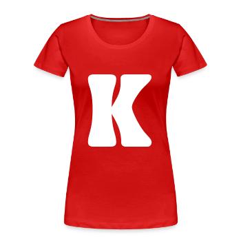 K - T-shirt bio Premium Femme - rouge - Devant - Mia (176cm)
