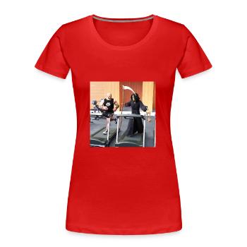 Fühlst du dieses leichte Stechen in der Brust? - Frauen Premium Bio T-Shirt - Rot - Vorne - Mia (176cm)