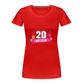 20ème anniversaire Ballons de fête Bannière Idée Cadeau - T-shirt bio Premium Femme - rouge - Devant - Mia (176cm)