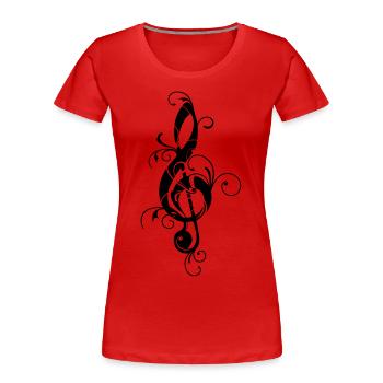 Clef, note, sheet, music, musical, notes, classic - Women's Premium Organic T-Shirt - red - Front - Mia (176cm)