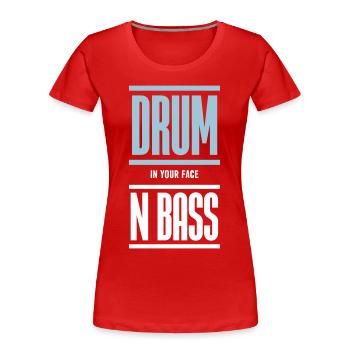 Drum and Bass Techno Music DJ - T-shirt bio Premium Femme - rouge - Devant - Mia (176cm)