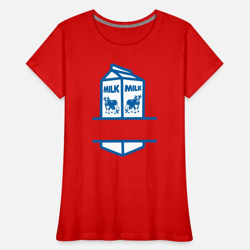 Blauer Milchkarton mit Kuh-eigenem Text Frauen Premium Bio T-Shirt