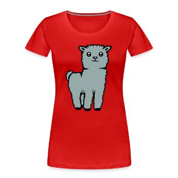 Niedliches Alpaka Lama Tier weich flauschig comic - Frauen Premium Bio T-Shirt - Rot - Vorne - Mia (176cm)