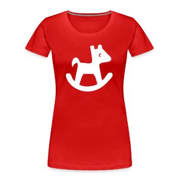 Schaukelpferd-Silhouette - Frauen Premium Bio T-Shirt - Rot - Vorne - Mia (176cm)