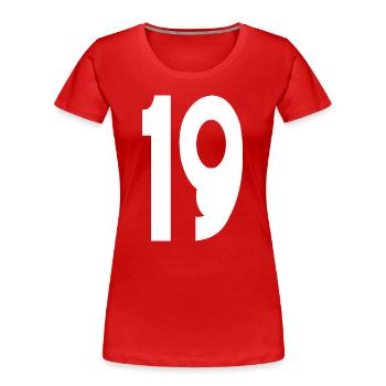19 Neunzehn Nummer 19 - Frauen Premium Bio T-Shirt - Rot - Vorne - Mia (176cm)