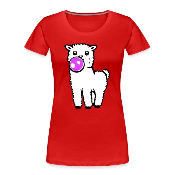 Lama Kaugummi Ganzkörper Stehend Frontal Süß Cool - Frauen Premium Bio T-Shirt - Rot - Vorne - Mia (176cm)