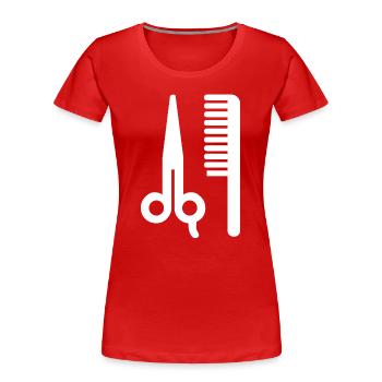 Friseur - Frauen Premium Bio T-Shirt - Rot - Vorne - Mia (176cm)