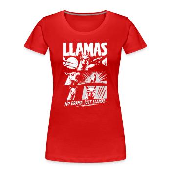 Llamas Horror Comic No Drama Art - Women's Premium Organic T-Shirt - red - Front - Mia (176cm)