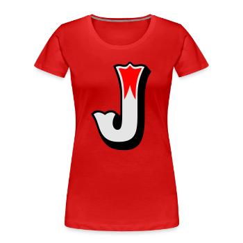 Buchstabe - J - Frauen Premium Bio T-Shirt - Rot - Vorne - Mia (176cm)