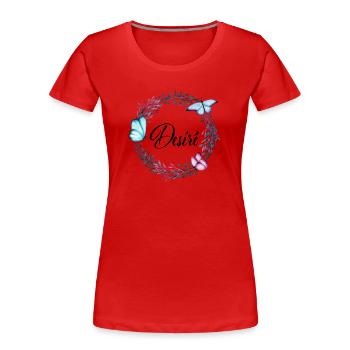 Desiré, name, lettering, flower wreath, gift - Women's Premium Organic T-Shirt - red - Front - Mia (176cm)